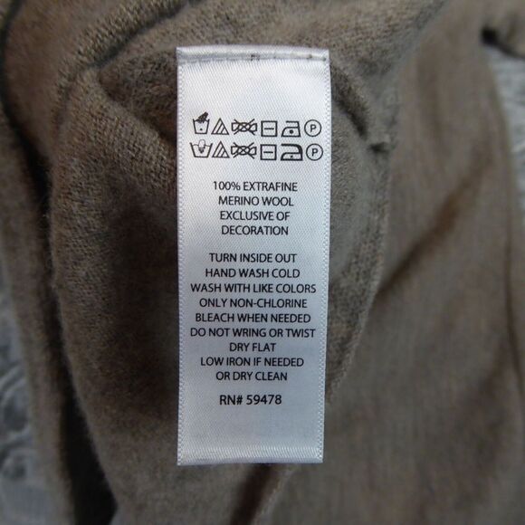 Ellen Tracy Sweater Womens Large Brown 100% Merino Wool Cowl Neck Strap Wrap - Picture 9 of 10